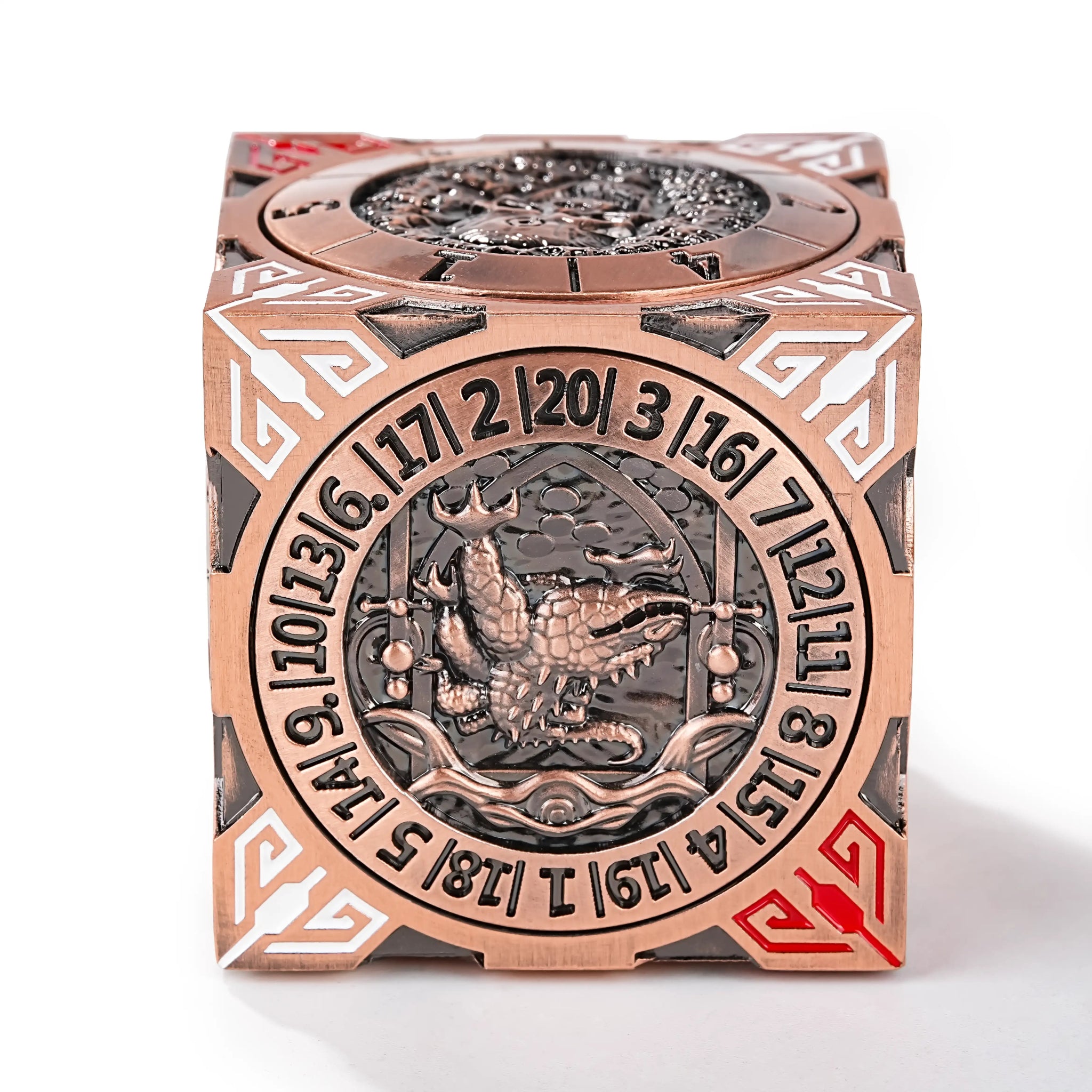 Cool Desktop Spinner Die: Antique Copper 7-in-1 Solid Metal D&D Spinner Dice | Bear Dice
