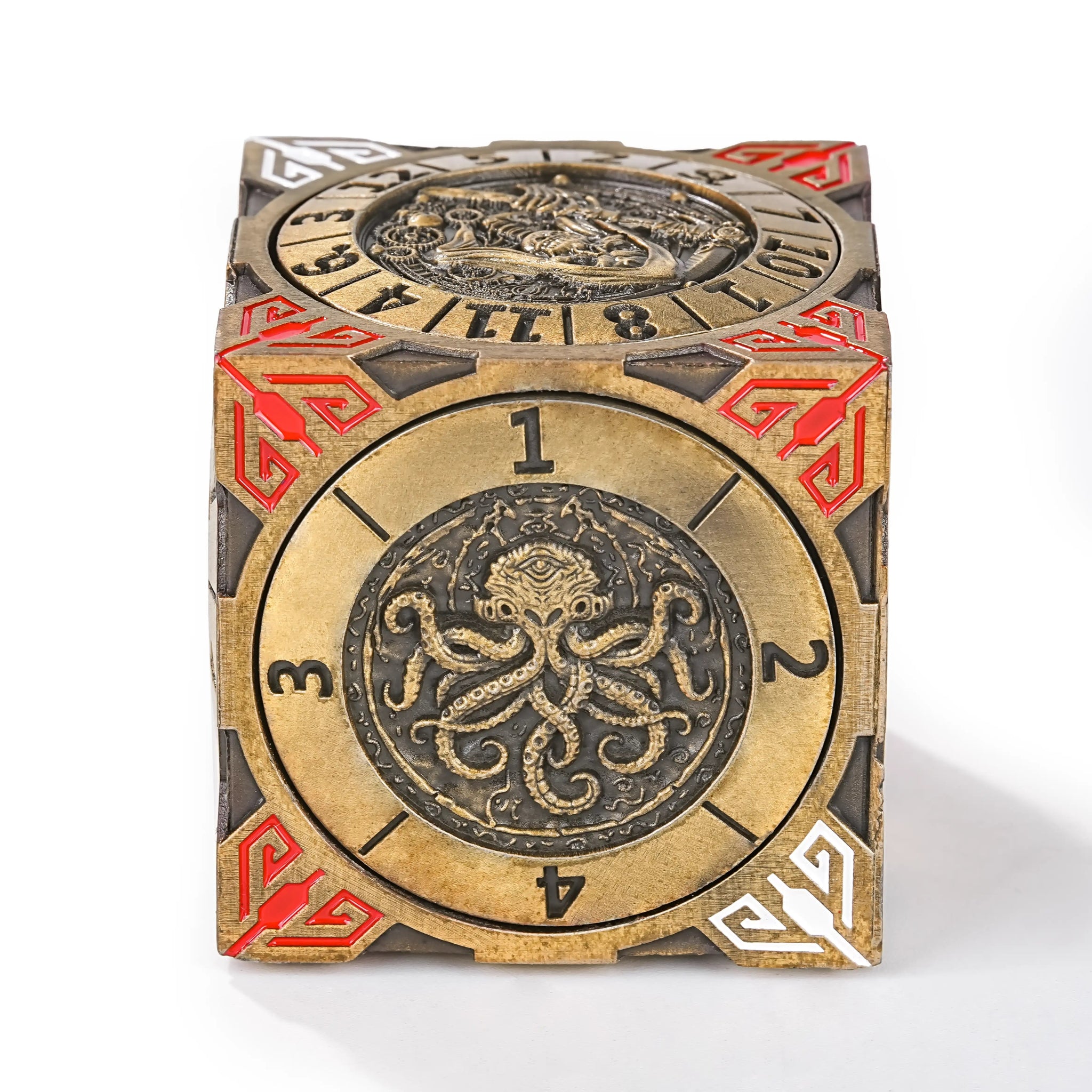 Cool Desktop Spinner Die: Antique Gold 7-in-1 Solid Metal DND Six-Sided Spinner Dice | Bear Dice