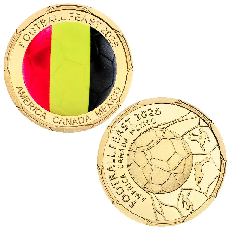 Belgium World Cup Soccer Flag Metal Coin (Obverse: Belgian flag; Reverse: 2026 World Cup soccer design) | Bear Dice