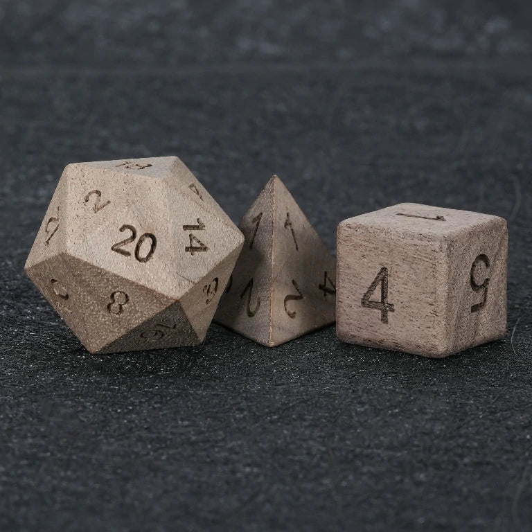 Black Walnut D&D D20, D4, and D6 Dice | Bear Dice