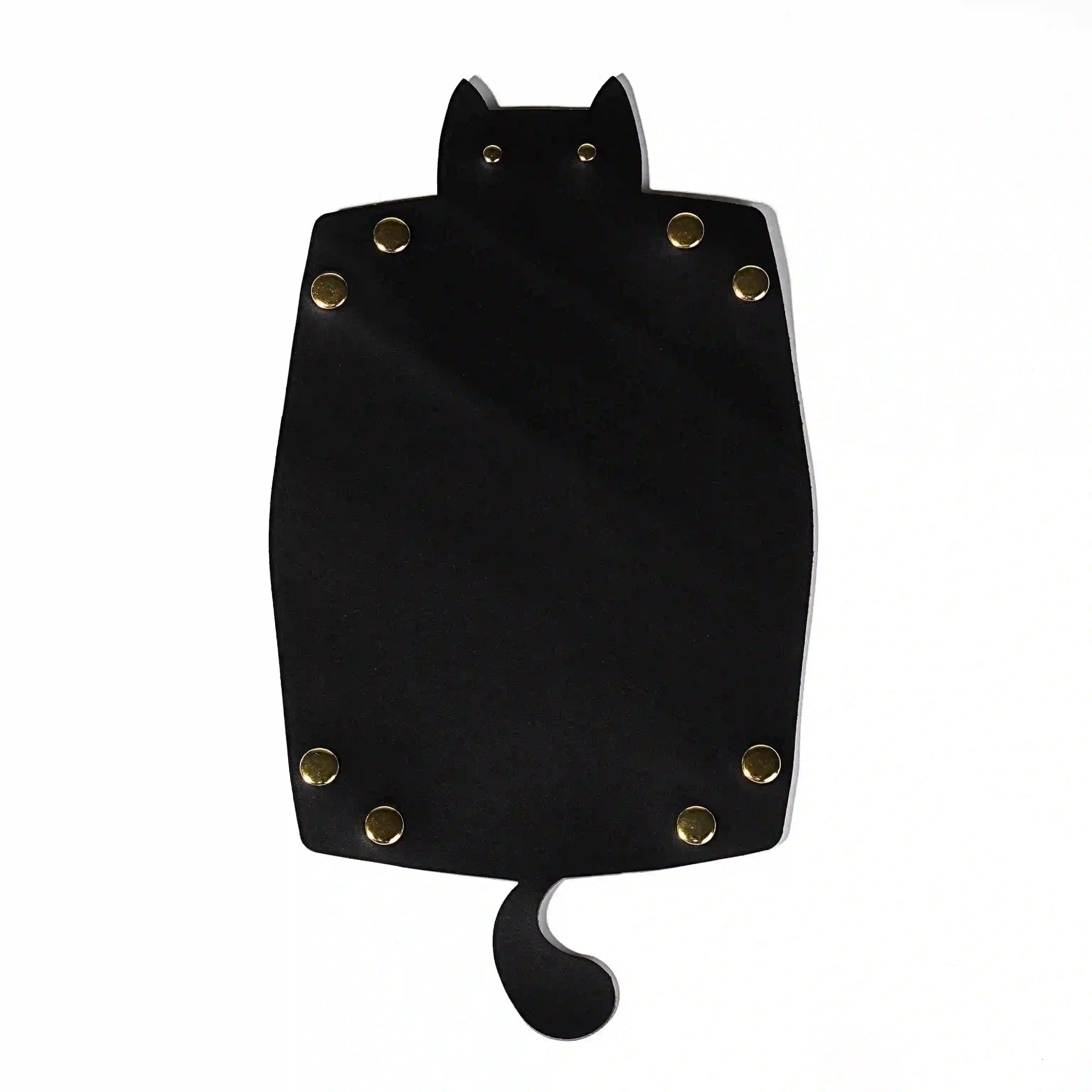 Black leather foldable cat dice tray with smooth back | Bear Dice