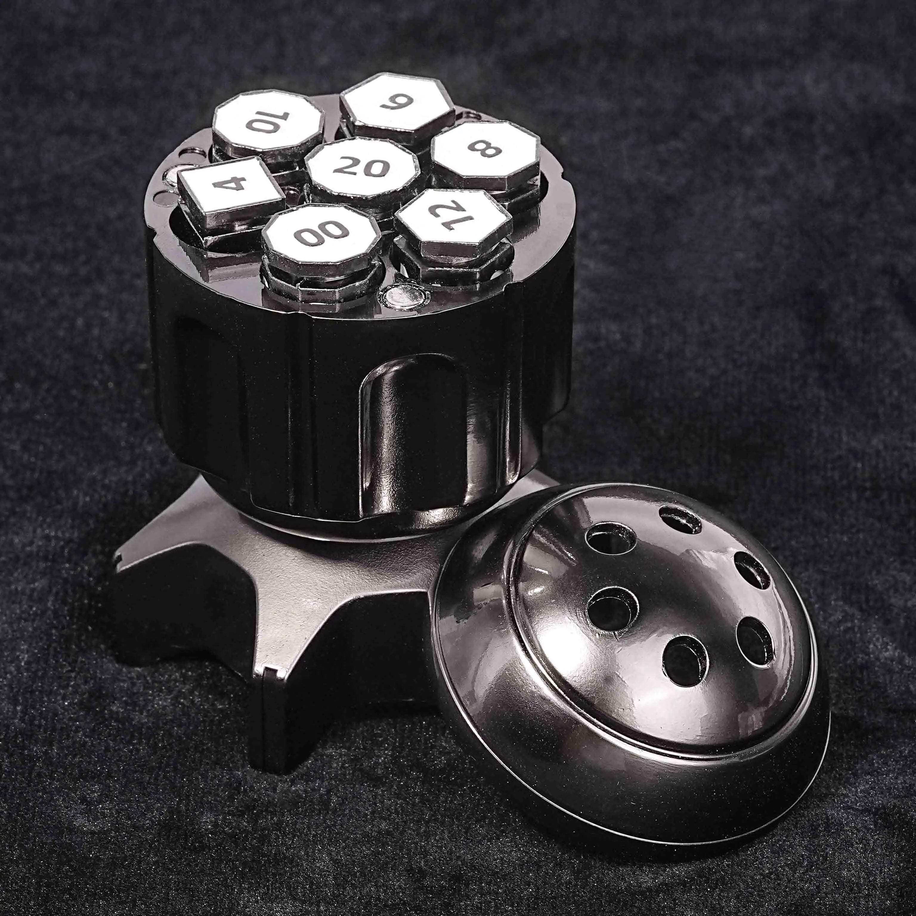 Cool rocket launcher dice box + unique black polyhedron DND bullet dice set | Bear Dice