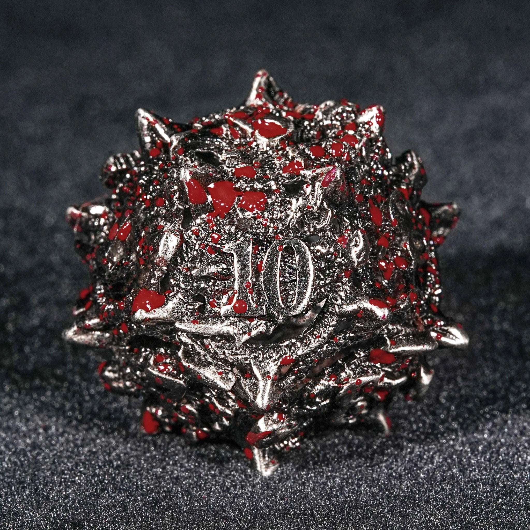 Irregular cool polyhedron dice: Blood Dragon Head Metal Hollow DND D12 Dice | Bear Dice