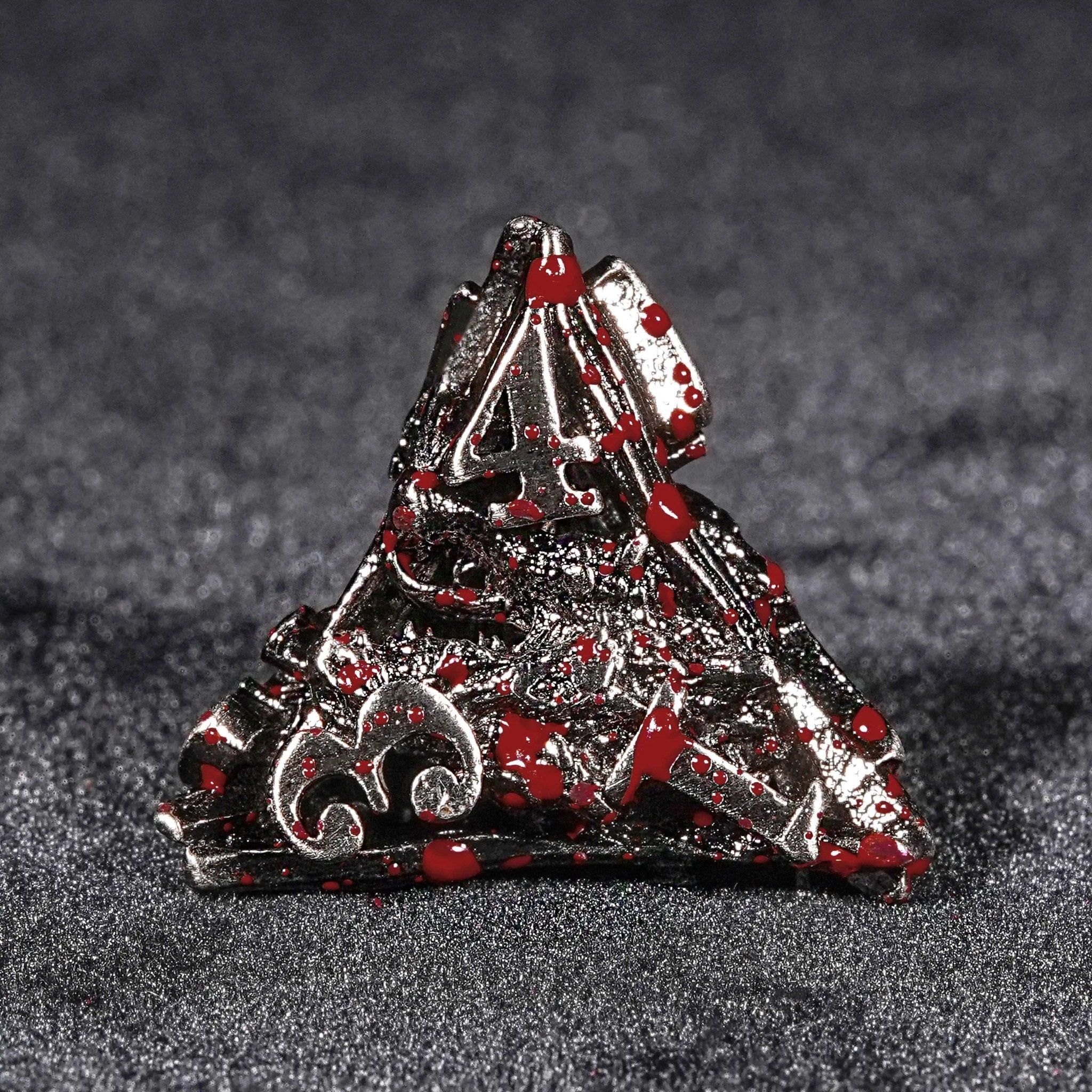 Irregular polyhedral dice: Blood Dragon Head Metal Hollow DND D4 Dice | Bear Dice
