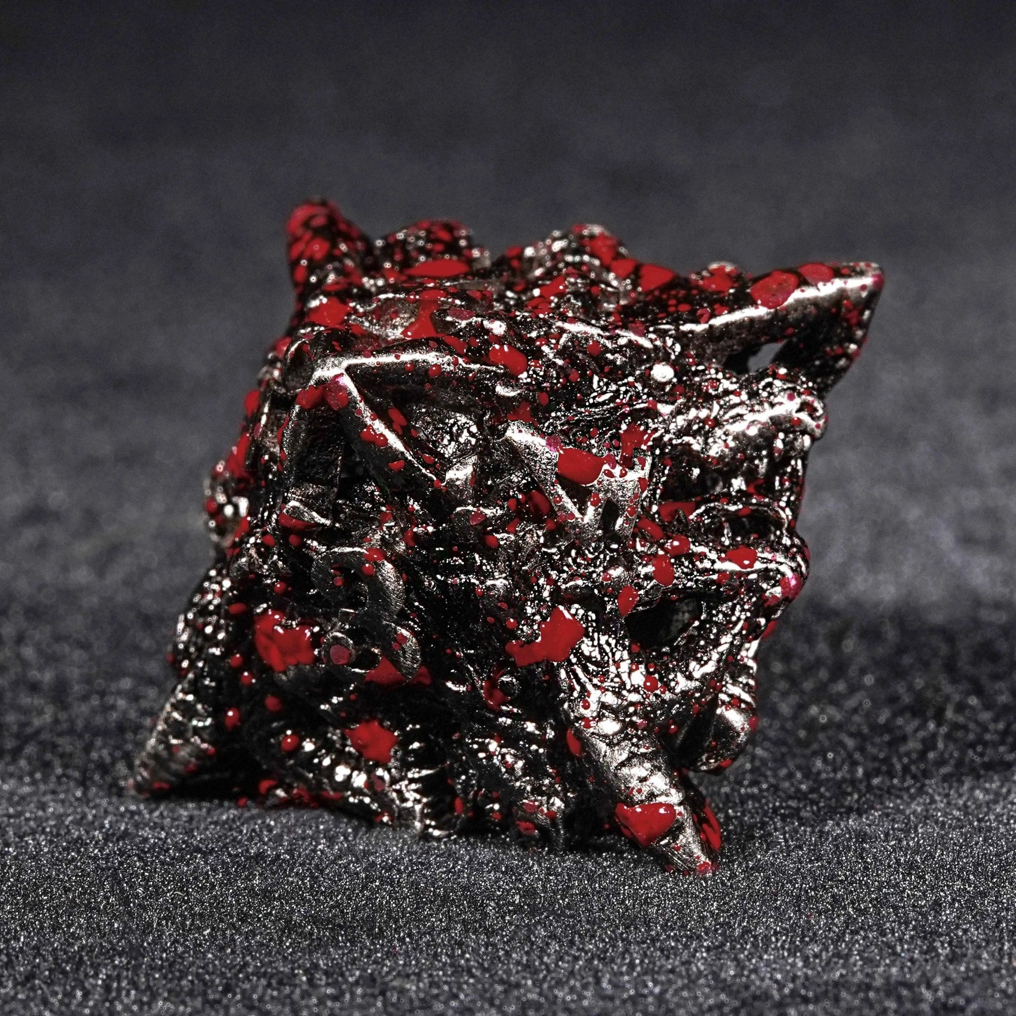 Irregular cool polyhedron dice: Blood dragon head metal hollow DND D8 dice | Bear Dice