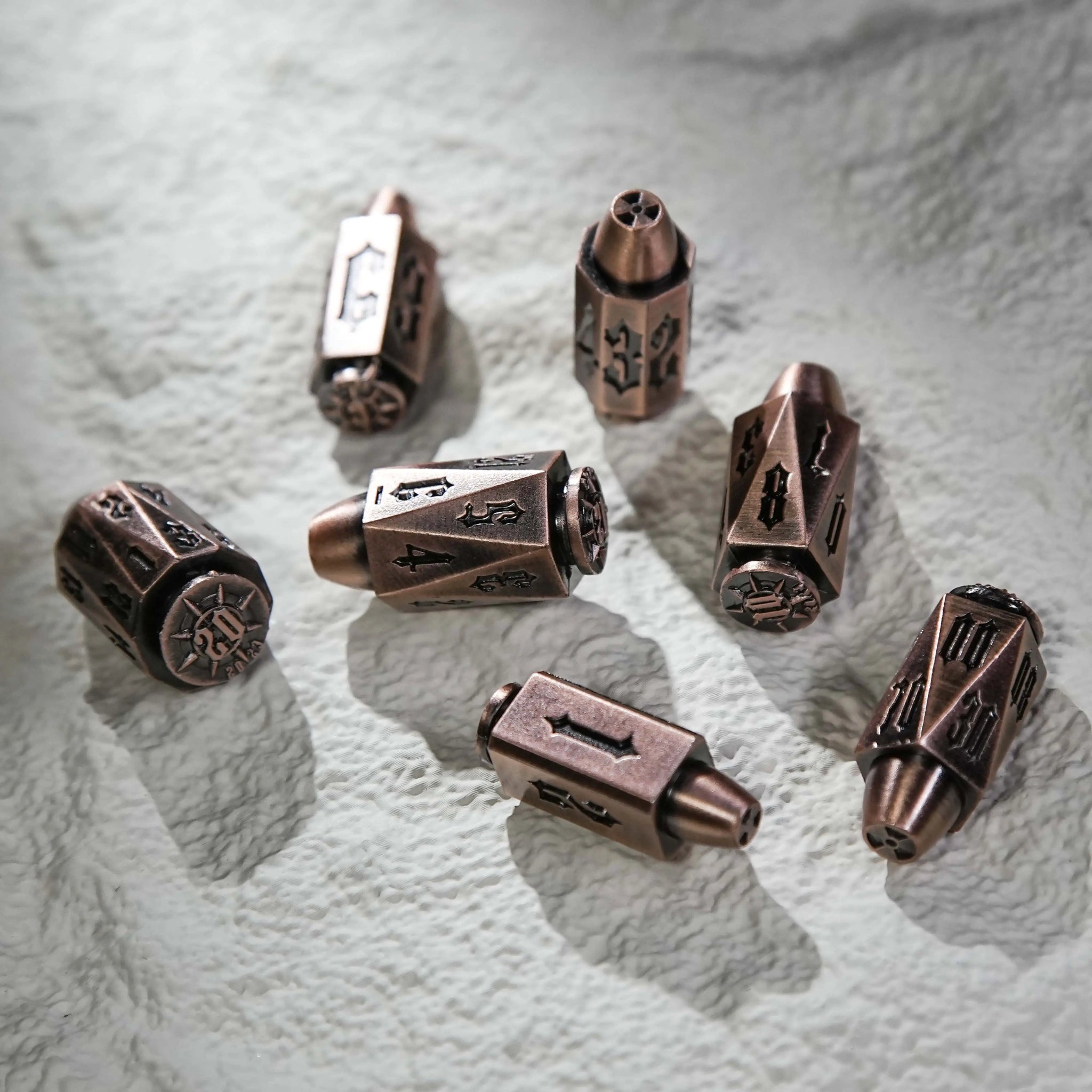 Cool DND Dice Set, Copper Metal Bullet Dice Set | Bear Dice