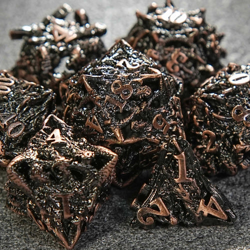 Copper Metal Hollow 3D Dragon Head Dice Set | Bear Dice