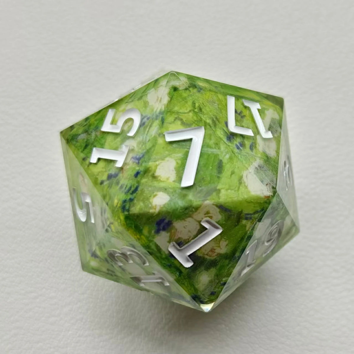 Custom Personalized 35mm D20 Resin Die with Full-Wrap Design