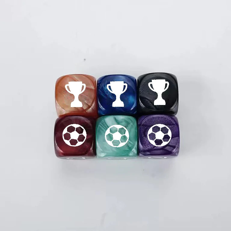 Custom Engraved World Cup Themed Acrylic Six-Sided Dice, Can Engrave Trophy, Football, and Other Logos | Bear Dice