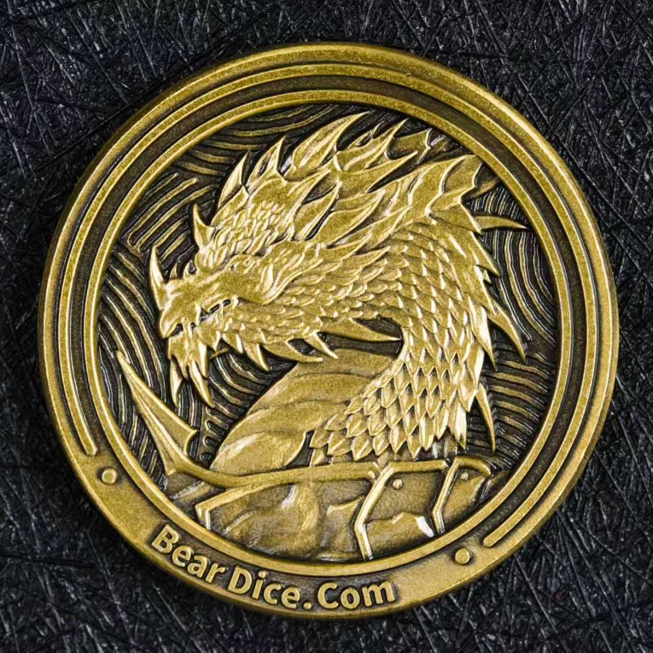 Custom Role-Playing Game Accessories - Custom Gold Dragon Coin with Lace | Bear Dice