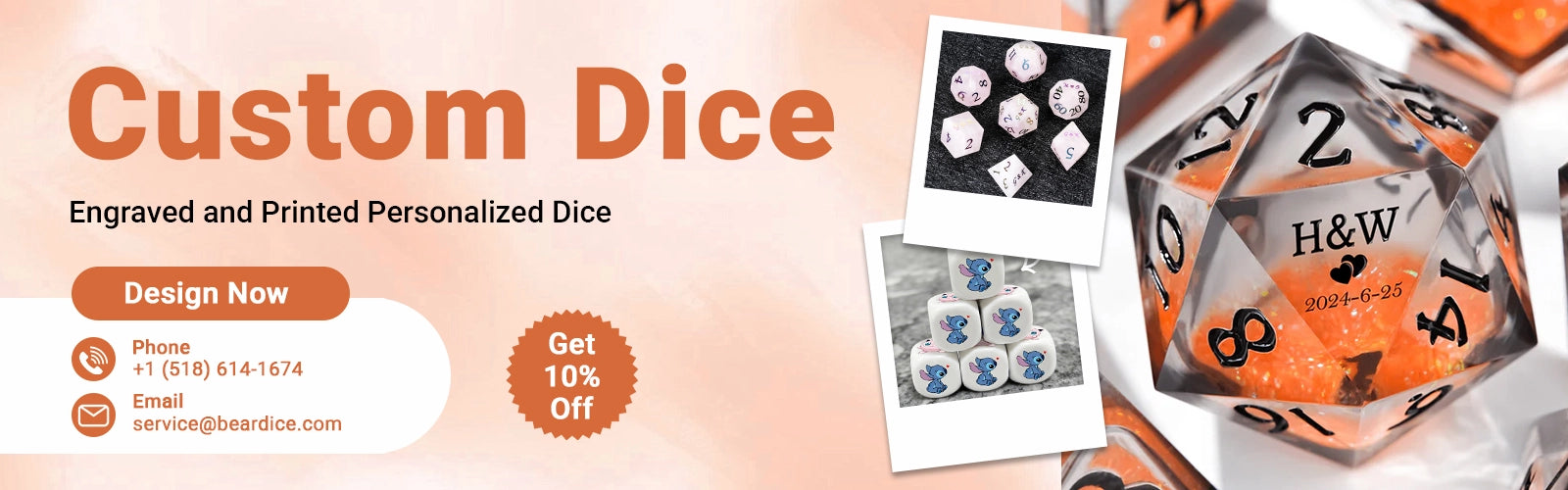 Custom Personalized Dice by :Engraved/Printed Designs, 10% Off, Design Now|BearDice