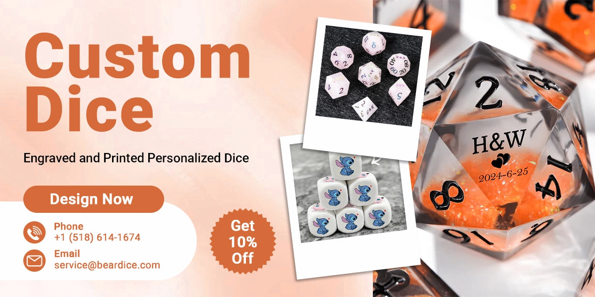 Custom Personalized Dice by :Engraved/Printed Designs, 10% Off, Design Now|BearDice