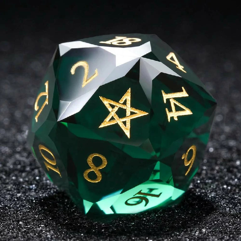 Custom Personalized Multi-Faceted Glass DND Dice – Custom Engraving for Fonts, Symbols, and Logos | Bear Dice