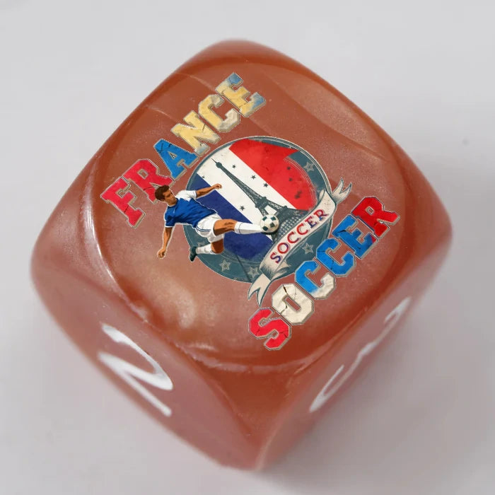 Custom Acrylic Six-Sided Dice UV Printed with 2026 World Cup Elements | Bear Dice