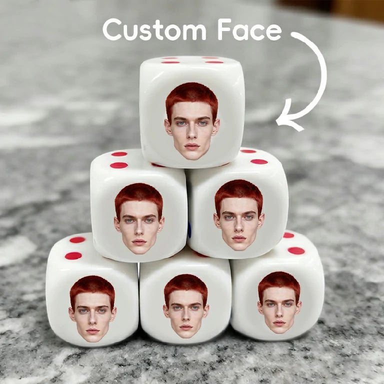 Customize face D6 dice, printed with personalized portrait photos and patterns, fun acrylic dice gifts | Bear Dice