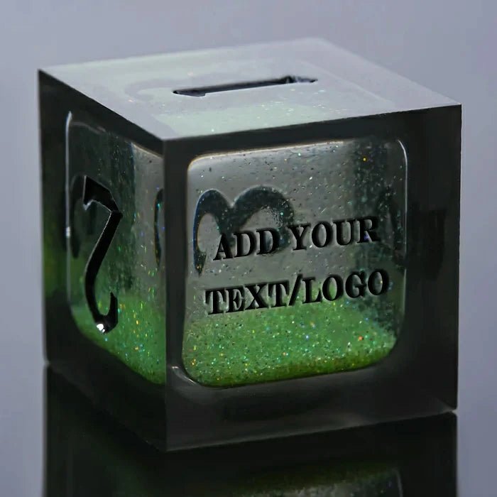 Customizable D6 dice with customizable liquid core, allowing for customization of the dice liquid core and font color, as well as engraving of patterns, text, and other content | Bear Dice