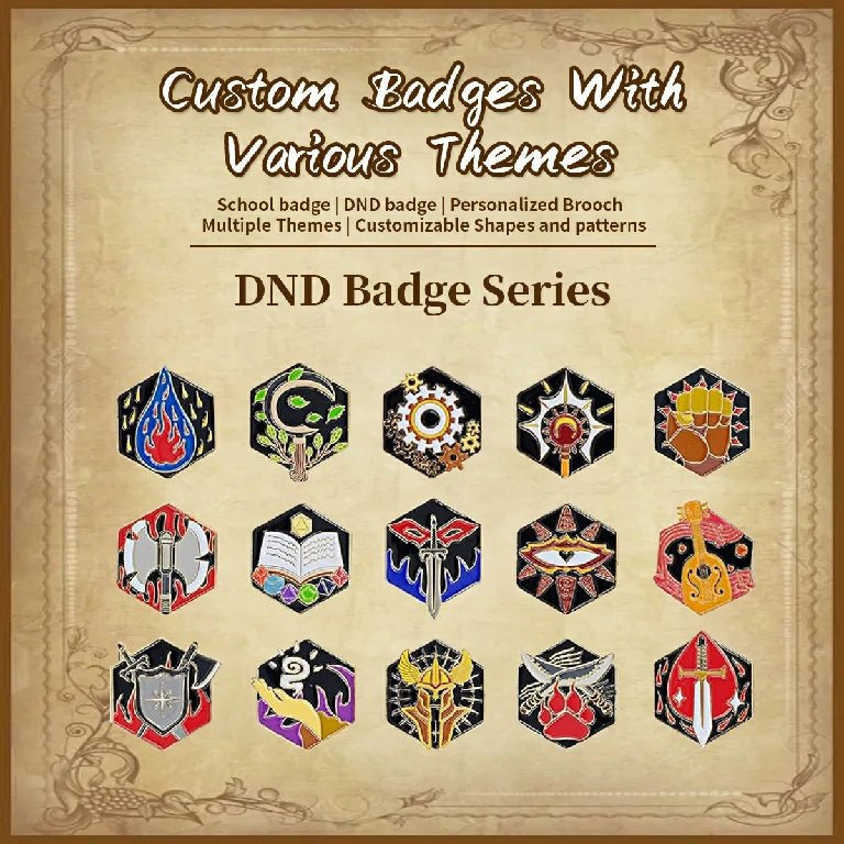 Customize DND badges with customizable shapes and designs, including hexagonal badges with customizable colors | Bear Dice