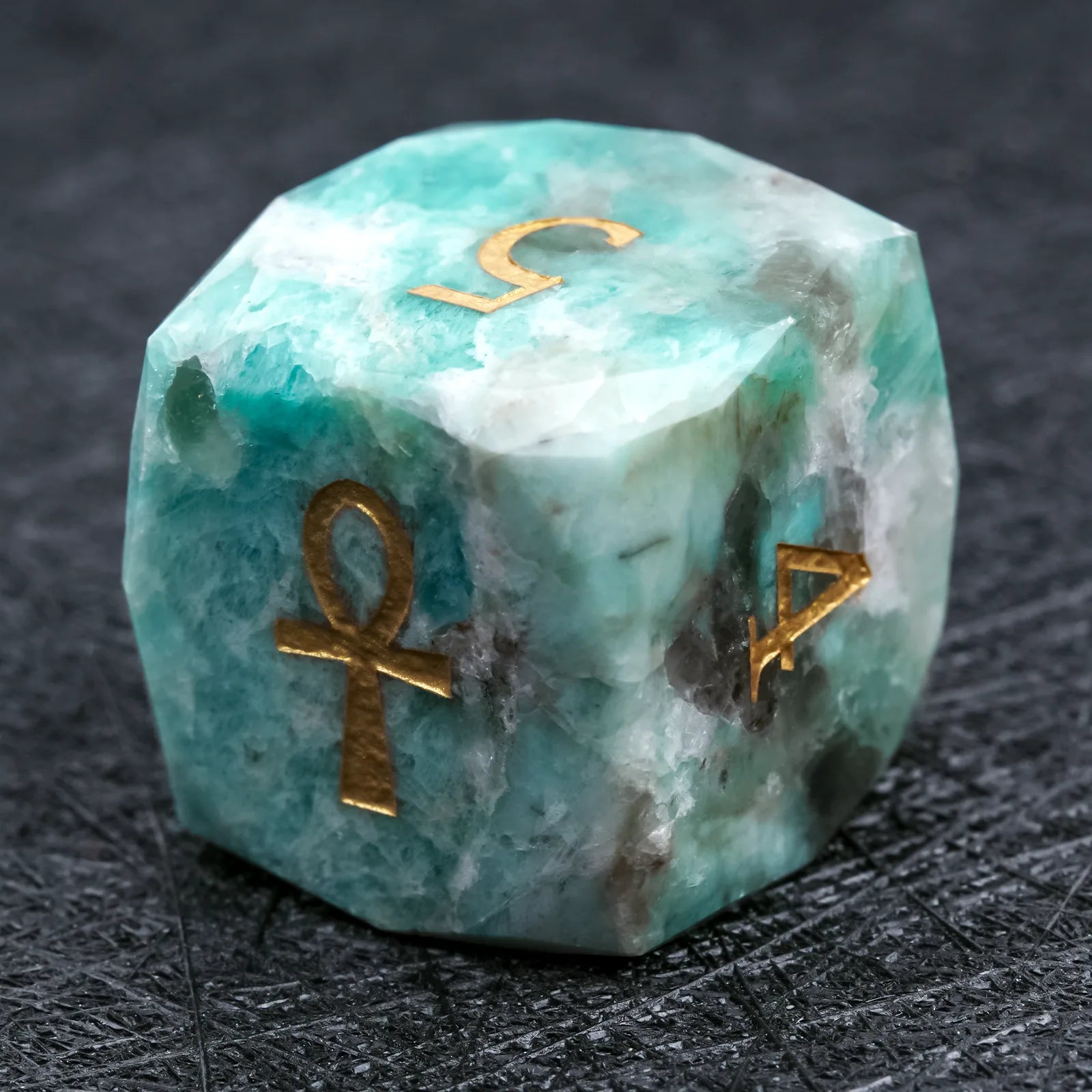 Kickstarter Dice - Natural Amazonite DND Gemstone Dice Set - Key of Life