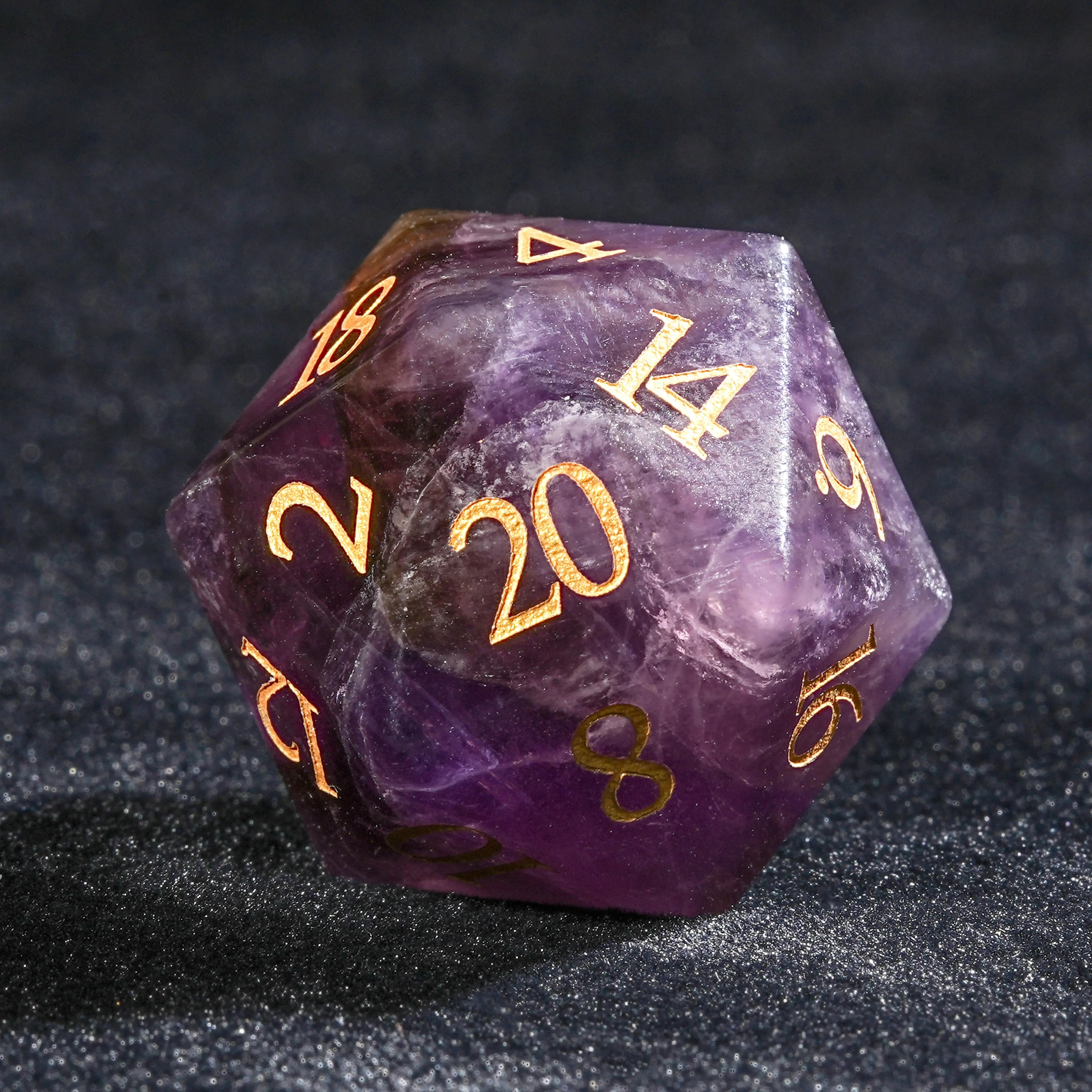 Light Purple Crystal Gemstone Dice Set with Numbers