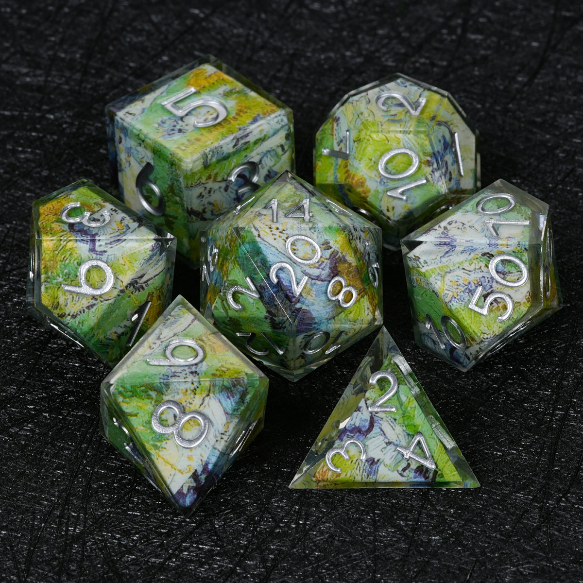 Custom Map-Landscape D&D Dice – Available with Engraved or Printed Text, Symbols, and Logos