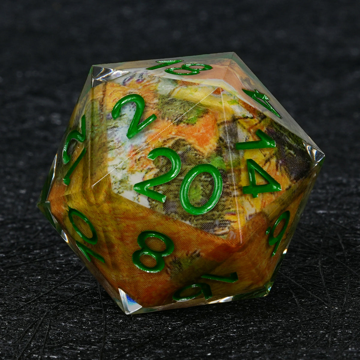 Custom Map-Landscape D&D Dice – Available with Engraved or Printed Text, Symbols, and Logos