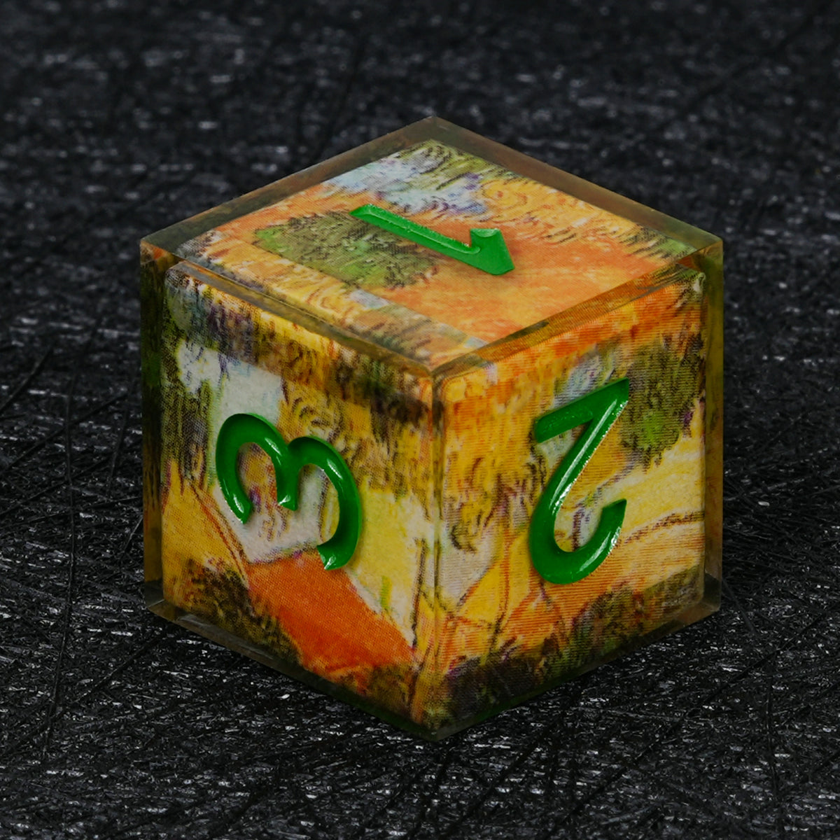 Custom Map-Landscape D&D Dice – Available with Engraved or Printed Text, Symbols, and Logos