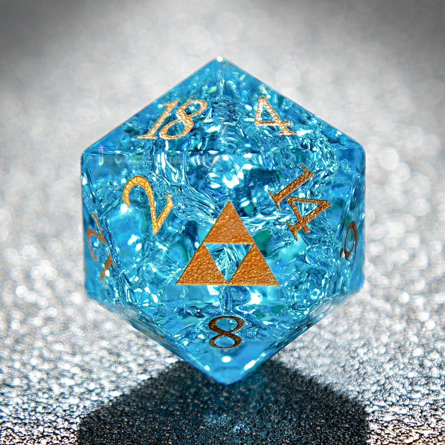 The Legend of Zelda - Dark Blue Gems D&D D20 Dice + Gold Numbers | Bear Dice