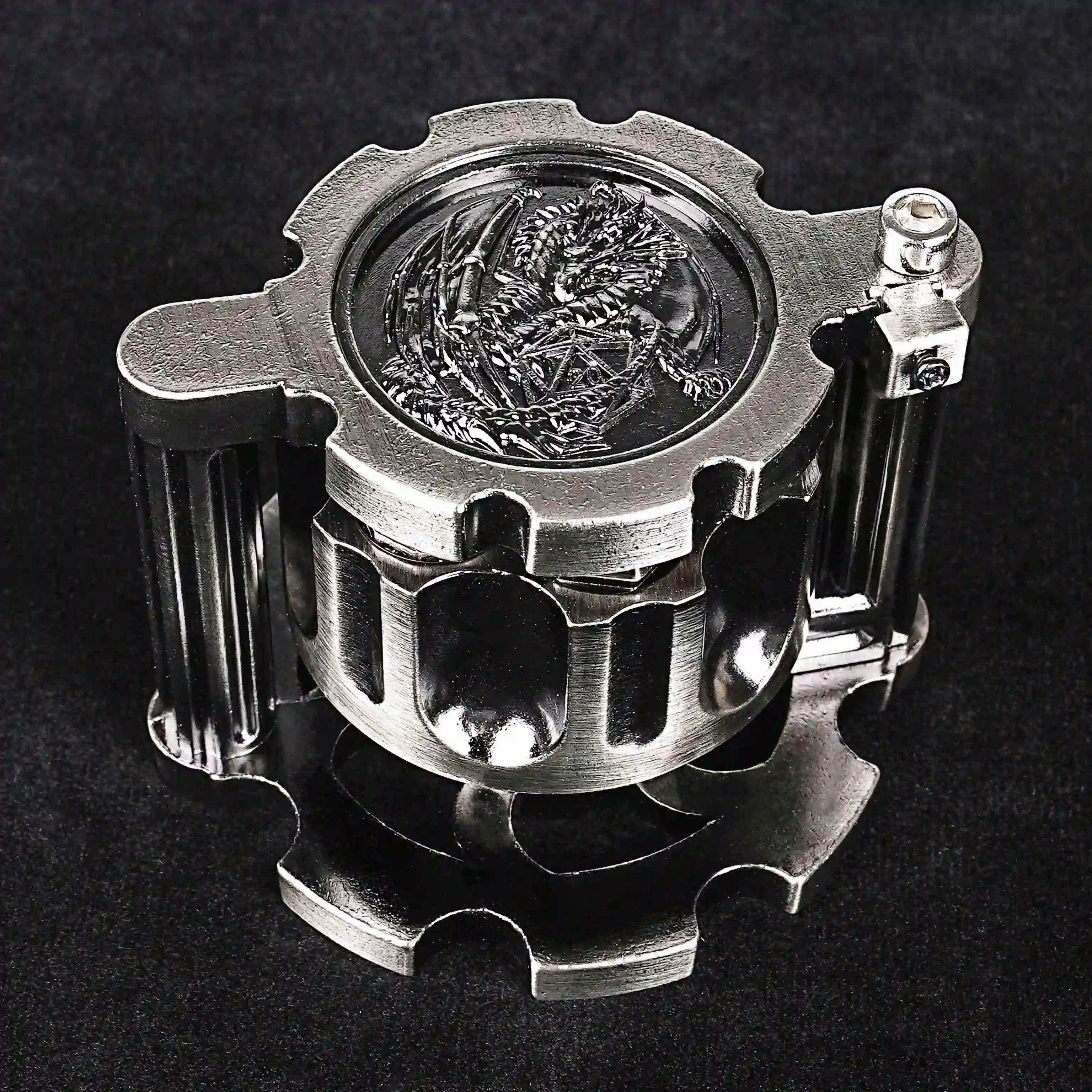 Unique Revolver Dice: Antique Nickel Revolver Bullet Dice Cartridge Container Detail | Bear Dice