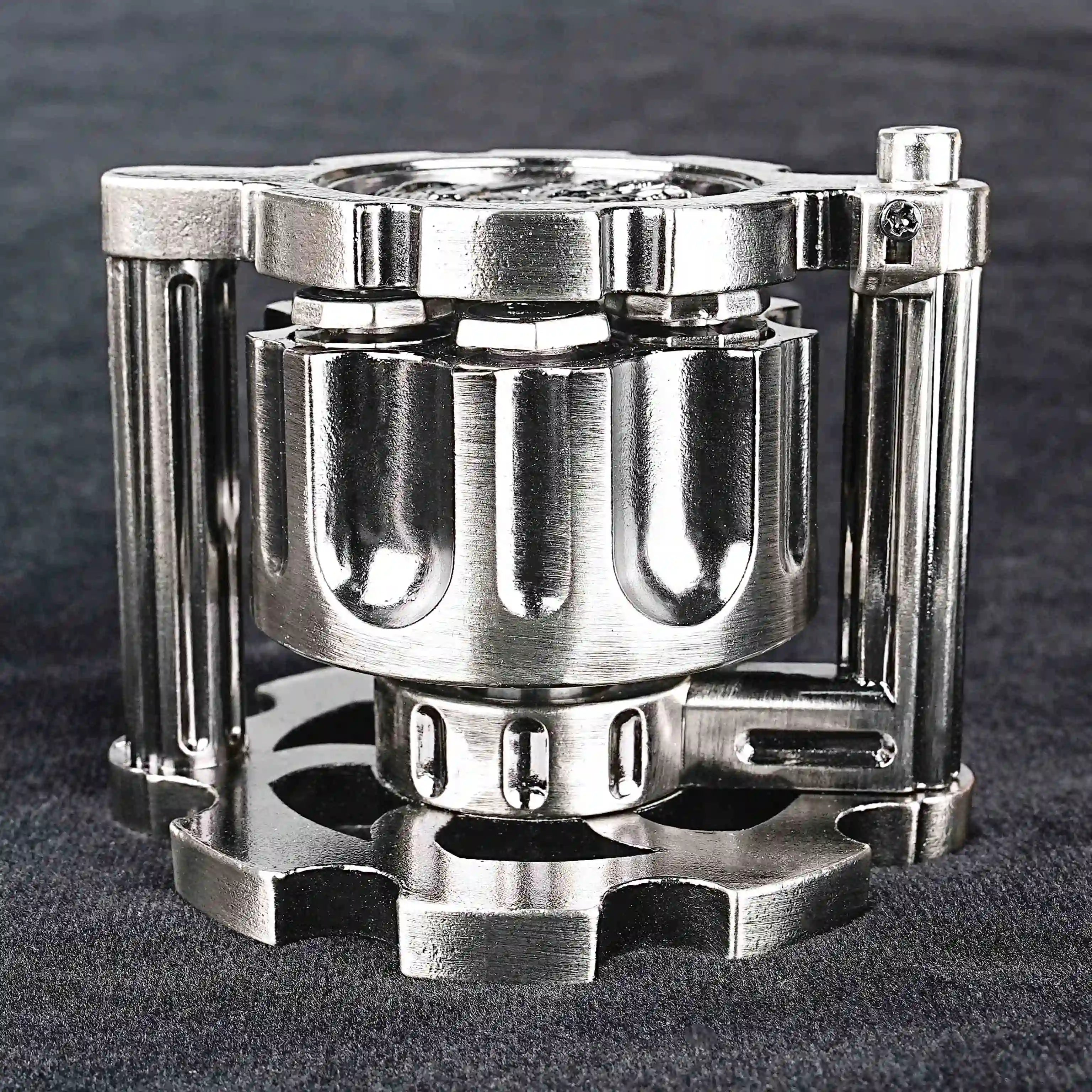 Unique Revolver Dice Set: Revolving Antique Nickel Revolver Bullet Dice Cartridge Container | Bear Dice