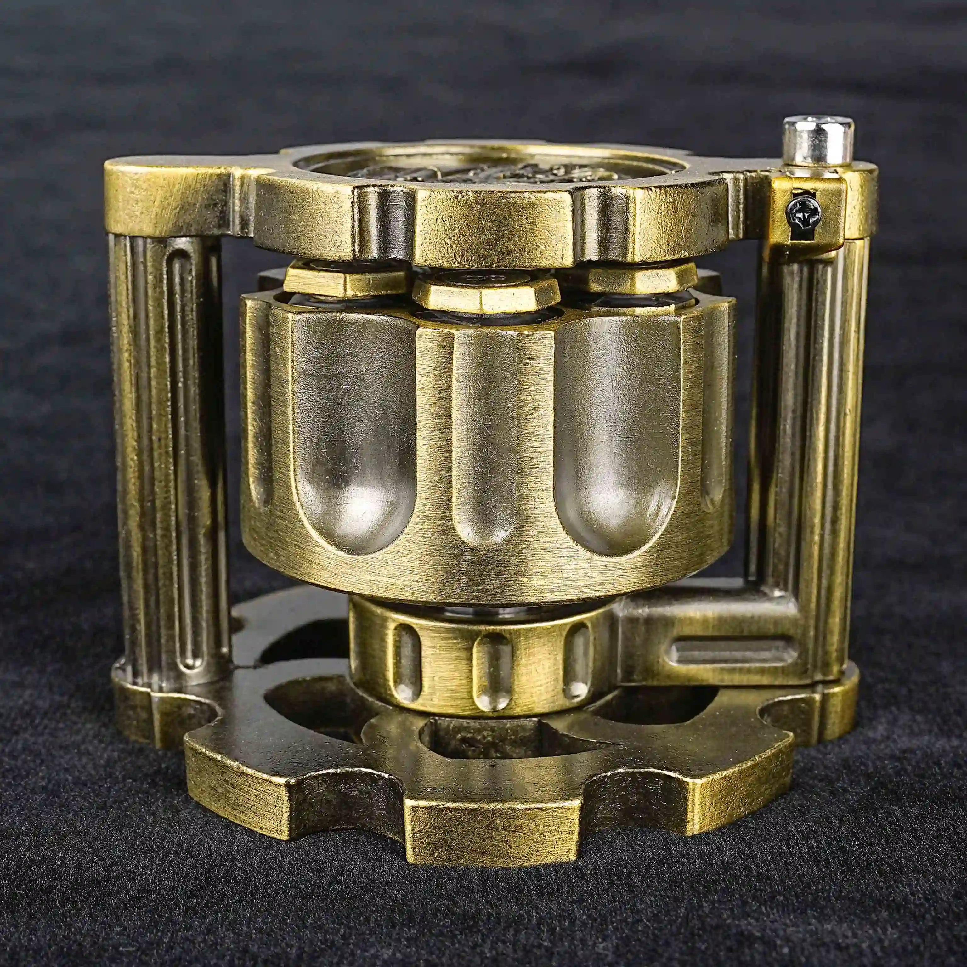 Unique Dice: Antique Gold Revolver Bullet Dice Cartridge Container Detail | Bear Dice