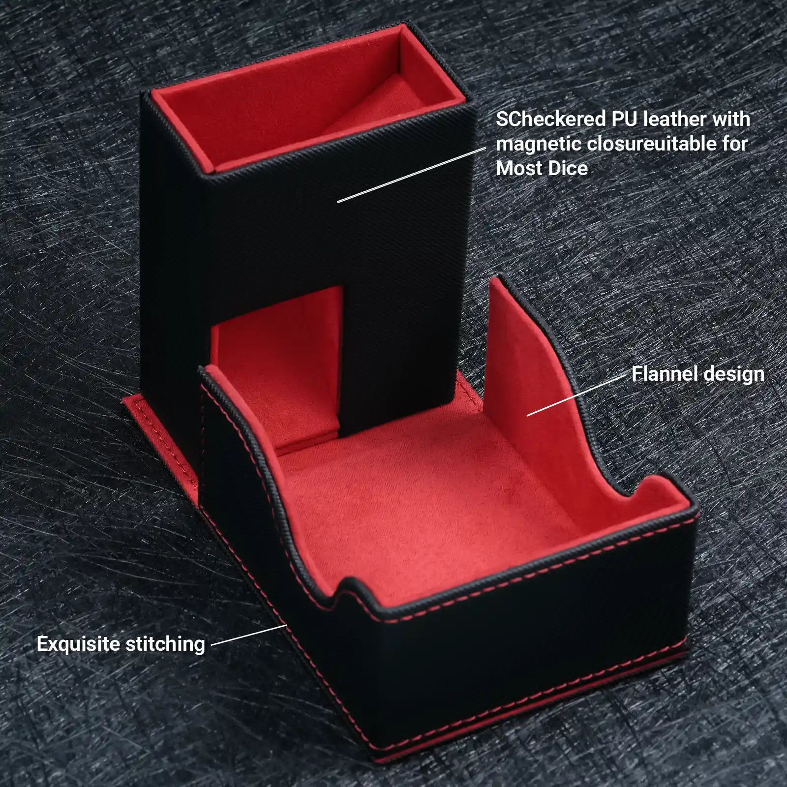 Foldable DND Dice Rolling Tower: Checkered PU leather with magnetic closure, delicate stitching, flannel interior, compatible with most dice | Bear Dice