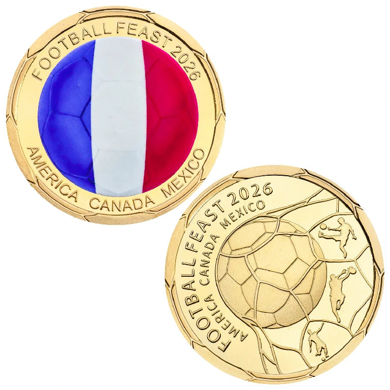 France World Cup Flag Metal Coin – French flag on the obverse, 2026 World Cup football design on the reverse | Bear Dice