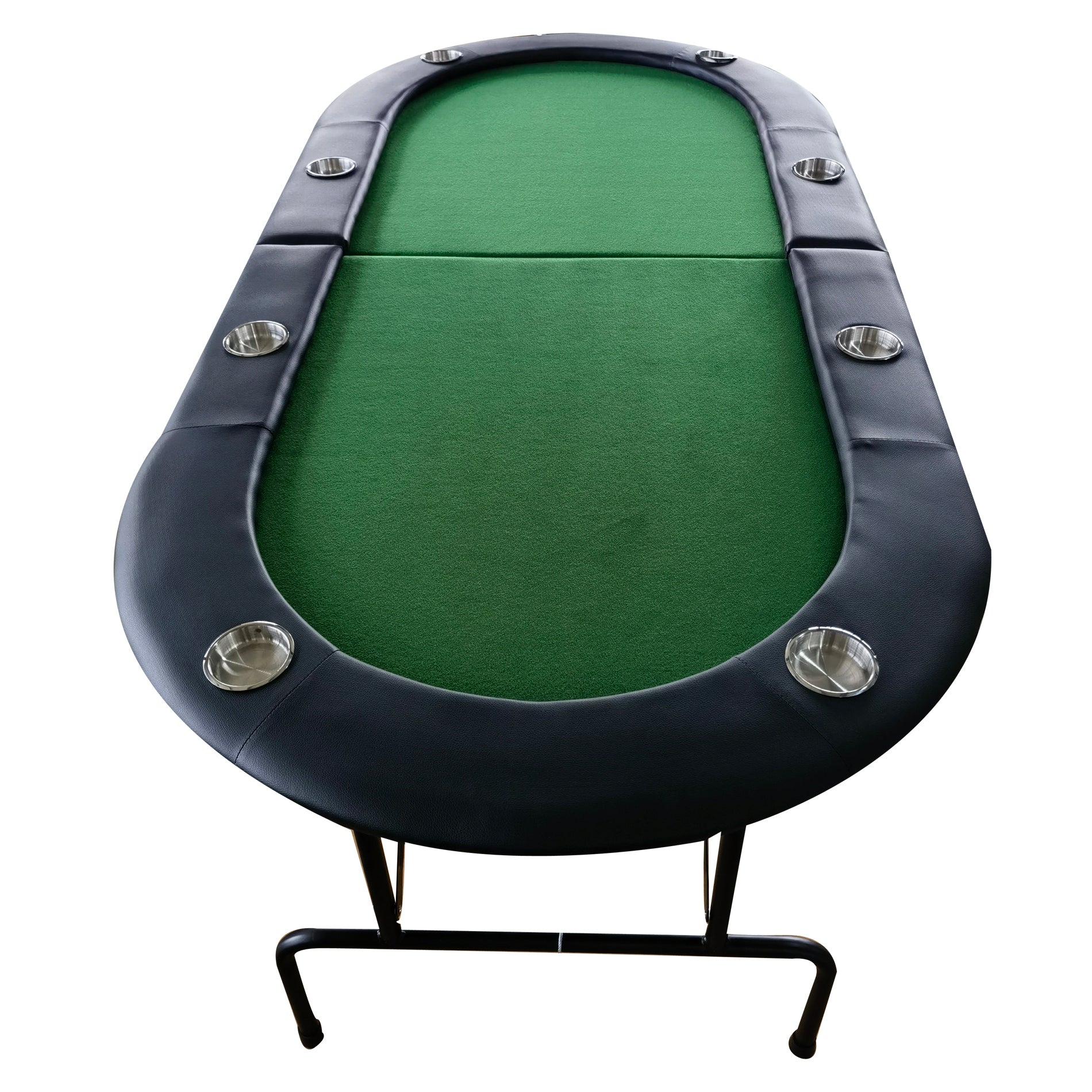 Green Oval Foldable Poker Table with 8 Cup Holders | Bear Dice