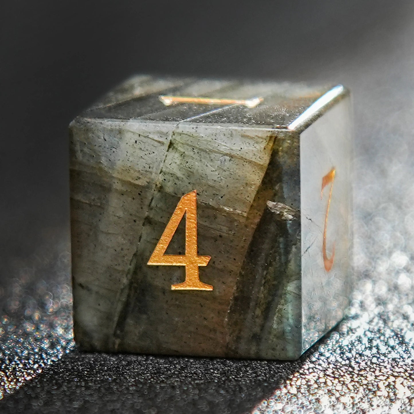 Undead Race - Pull Feldspar Gemstone 4 Sided Dice + Gold Font