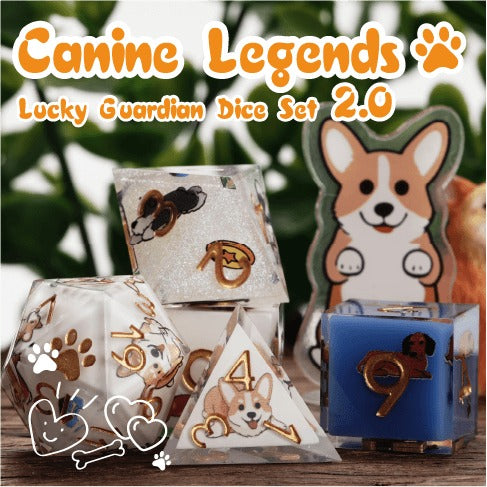 Kickstarter Dice: Canine Legends-Lucky Guardian Resin Dice Set| Bear Dice