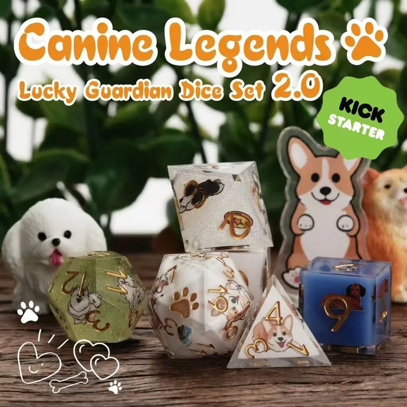 Kickstarter Dice: Canine Legends-Lucky Guardian Resin Dice Set| Bear Dice