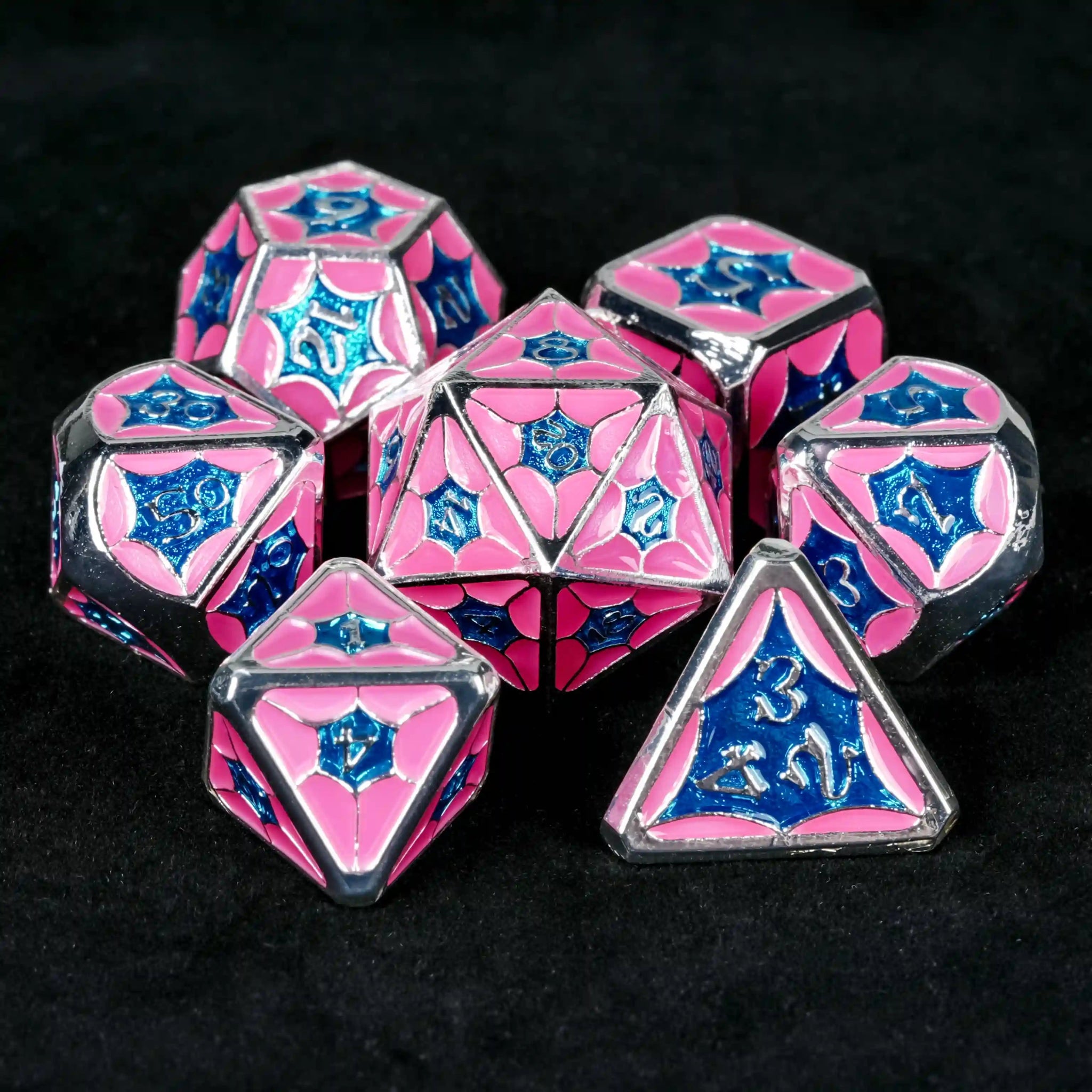 Light blue and pink metallic interstellar series DND dice set | Bear Dice