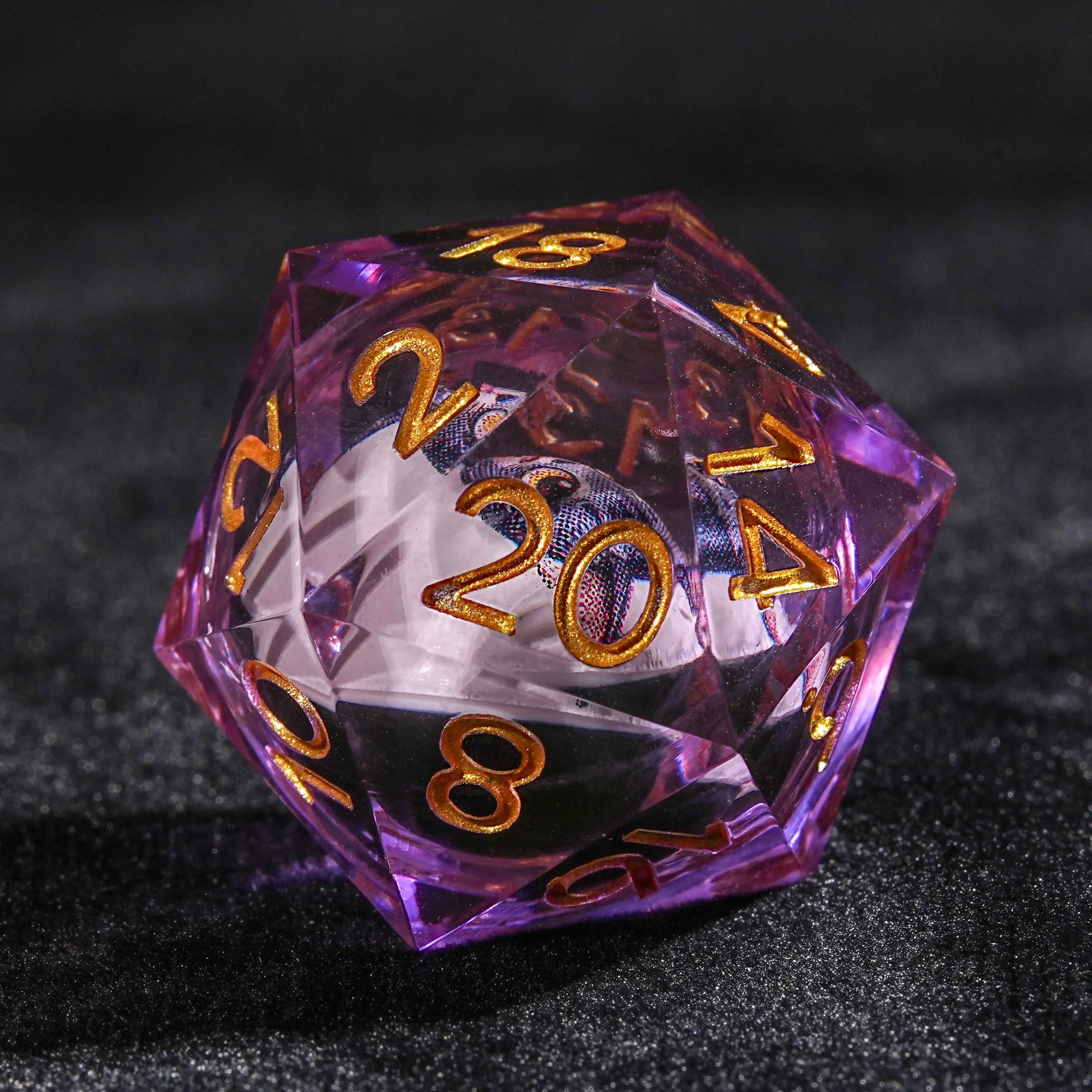 D&D Cat Liquid Core Purple Resin D20 Dice| Bear Dice