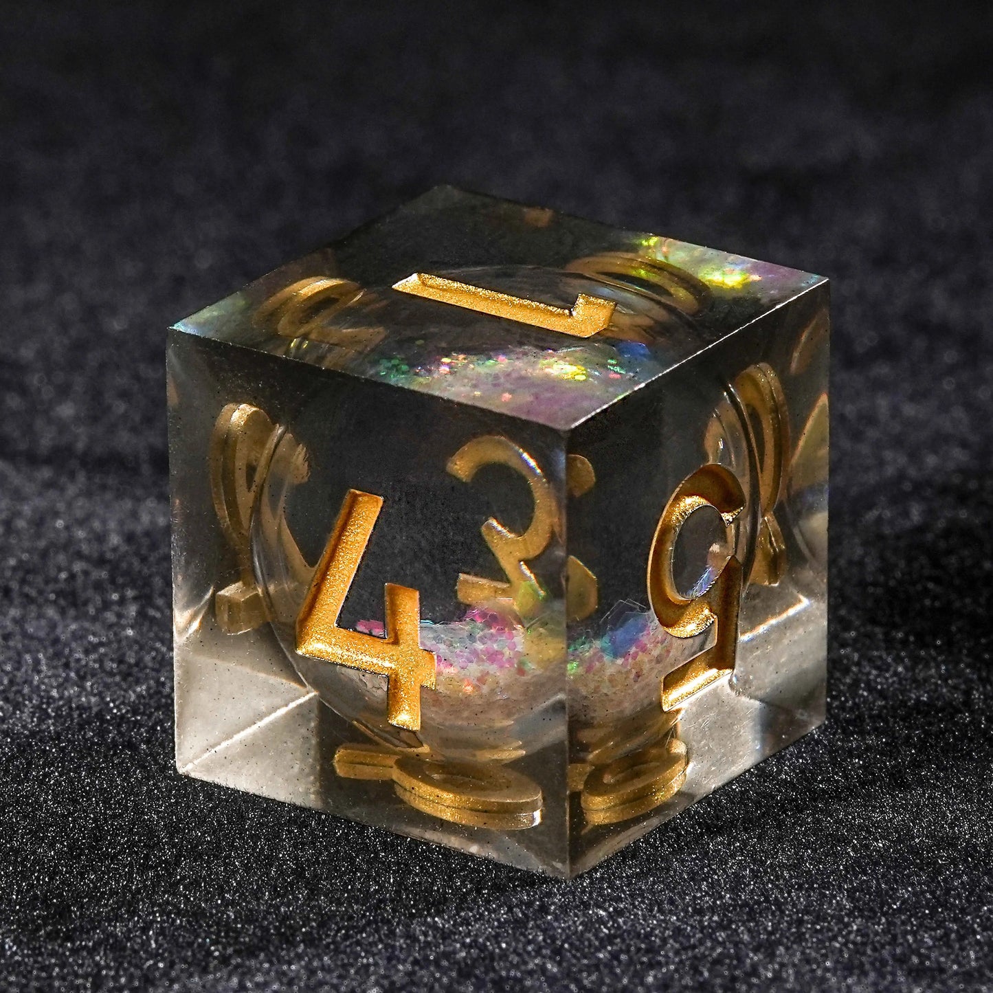 Colorful Liquid Core Resin DND D6  Dice Set + Gold Font | Bear Dice