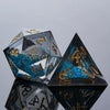 Kickstarter Dice - Me Blue Liquid Core Resin DND D20 Dice and D4 Dice with Engraved Gold Numbers | Bear Dice