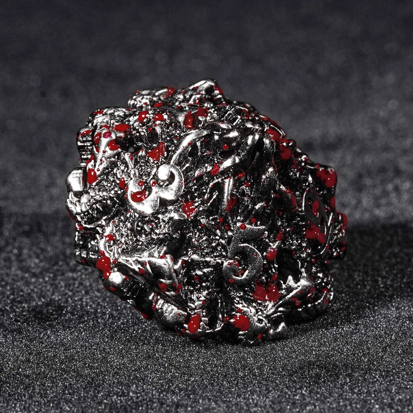 Dark Dragon - Bloodstained Skeleton Metal d10 Dice | Bear Dice
