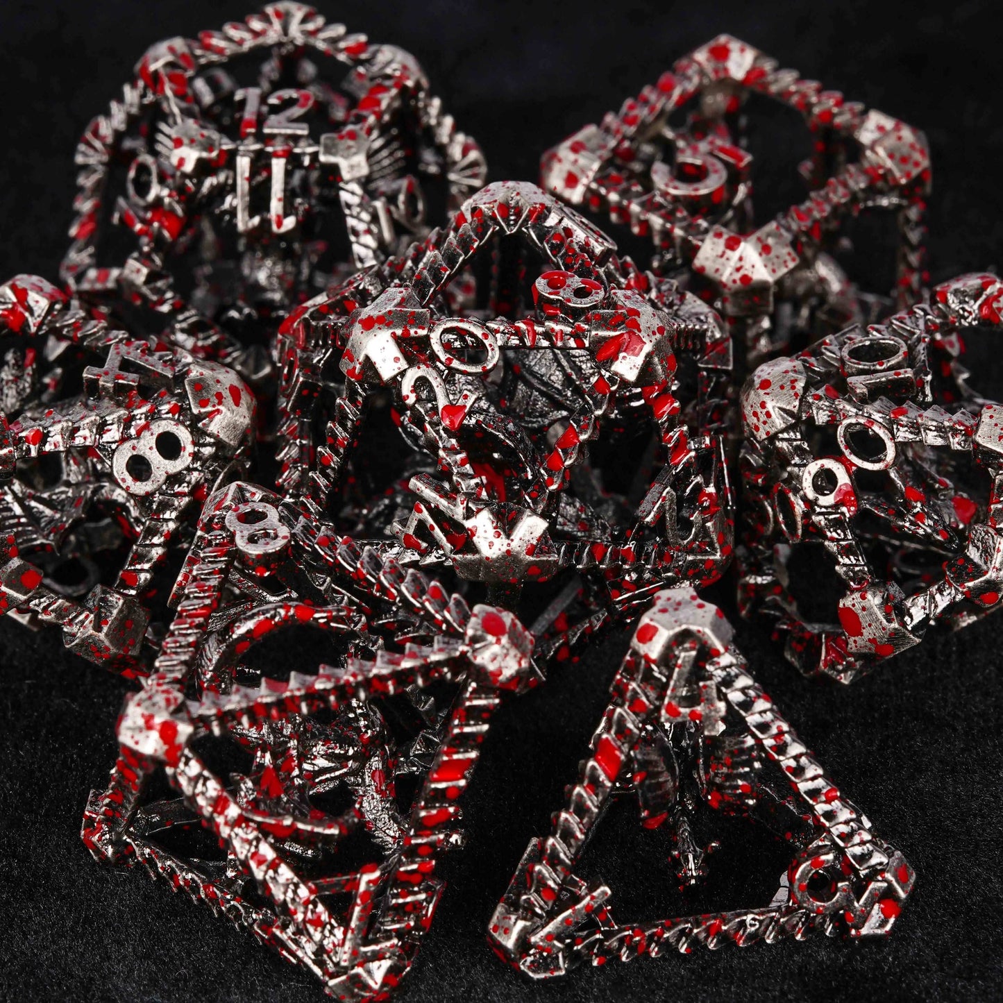 Metal Hollow 3D Dragon D&D Bloodstain Dice Set | Bear Dice