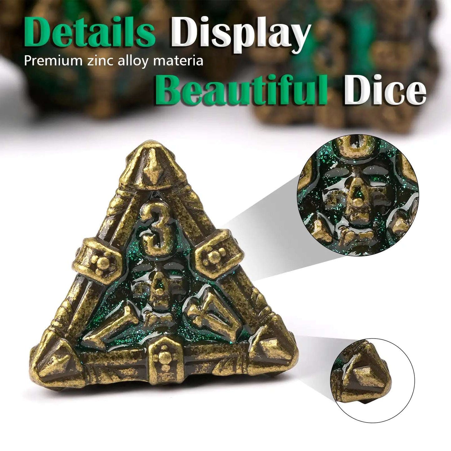 Mysterious dark gothic skeleton series metal D4 dice | Bear Dice