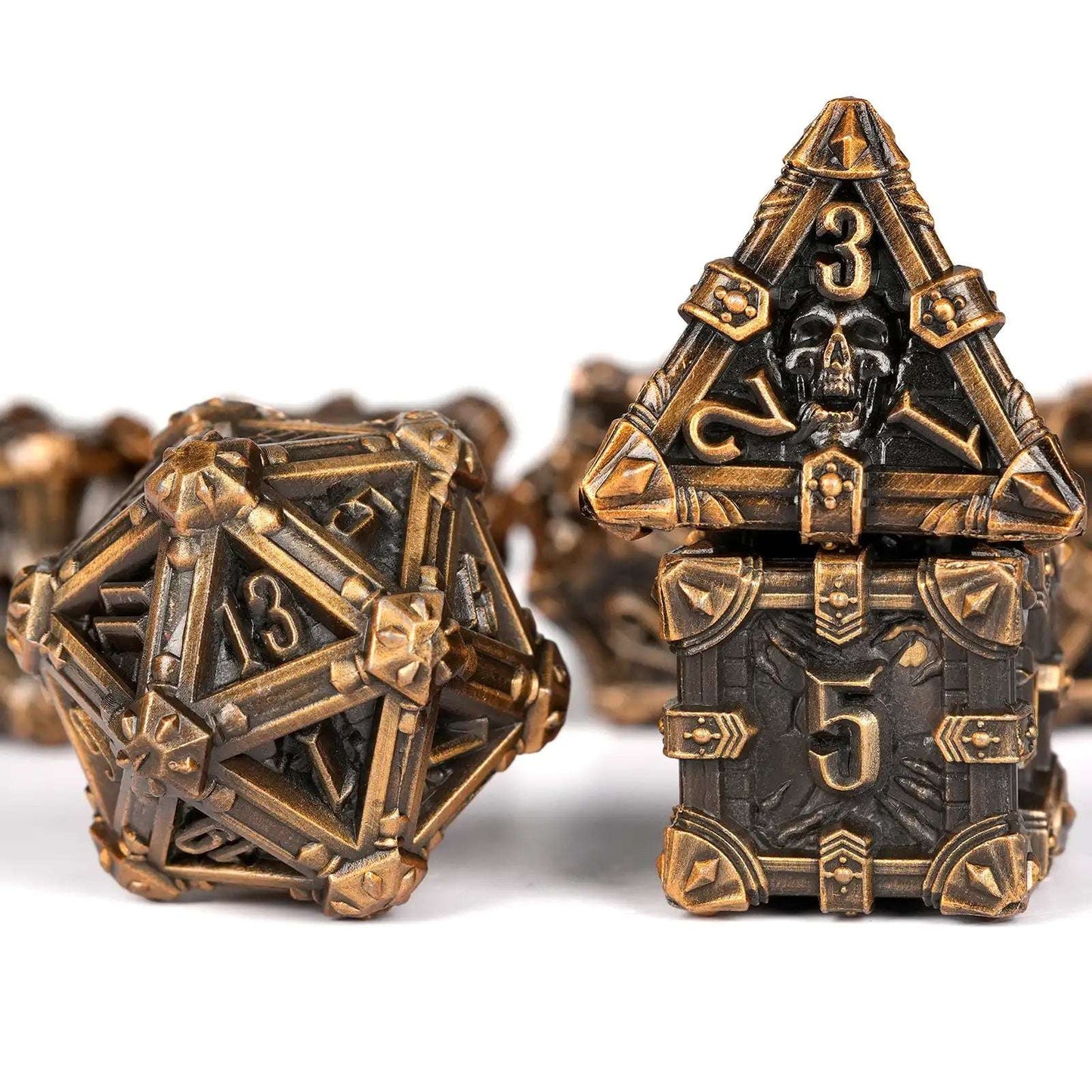 Mysterious dark gothic skeleton series metal dice set - D4 dice、D6 dice、D20 dice | Bear Dice