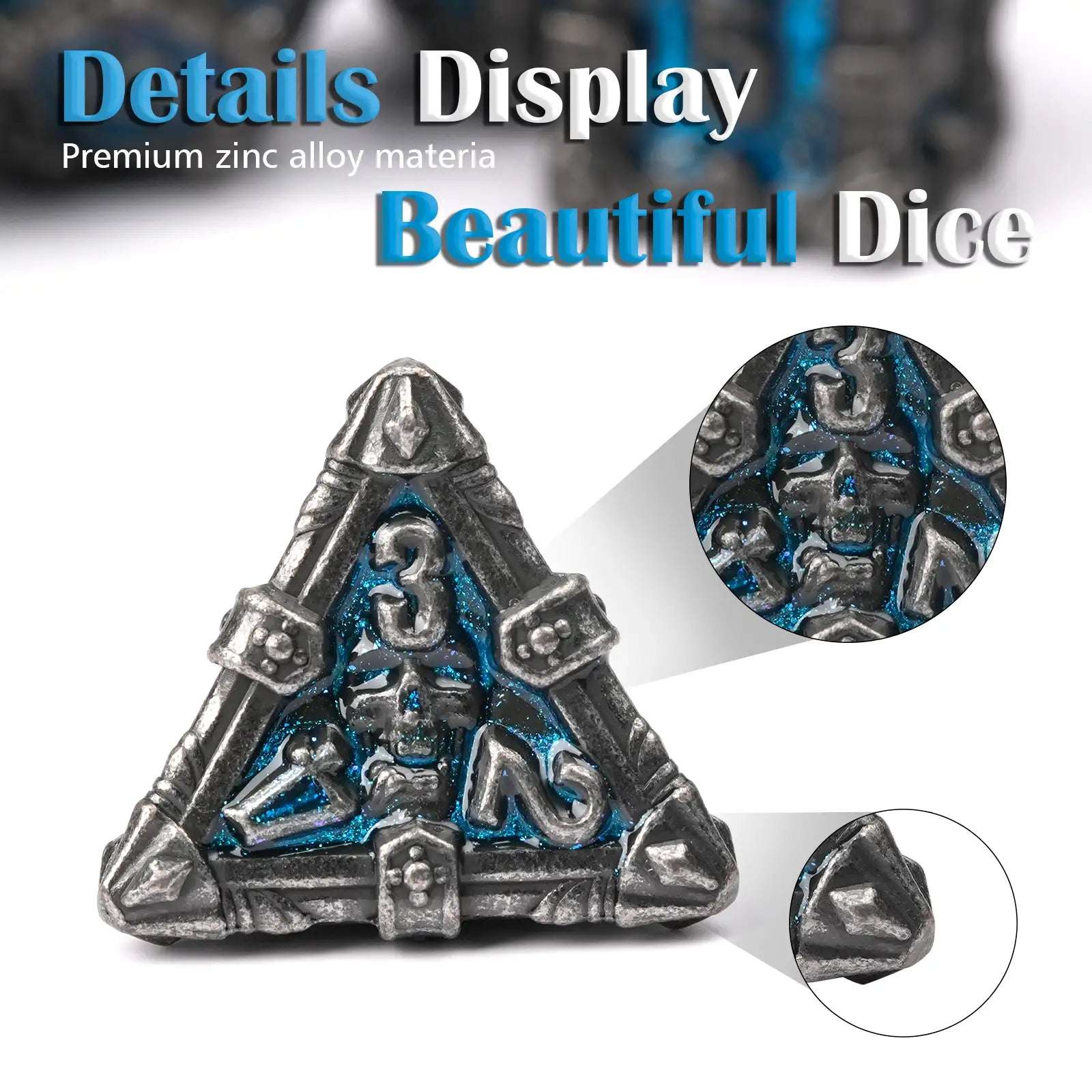 Mysterious dark gothic skeleton series metal 4 sided dice | Bear Dice

