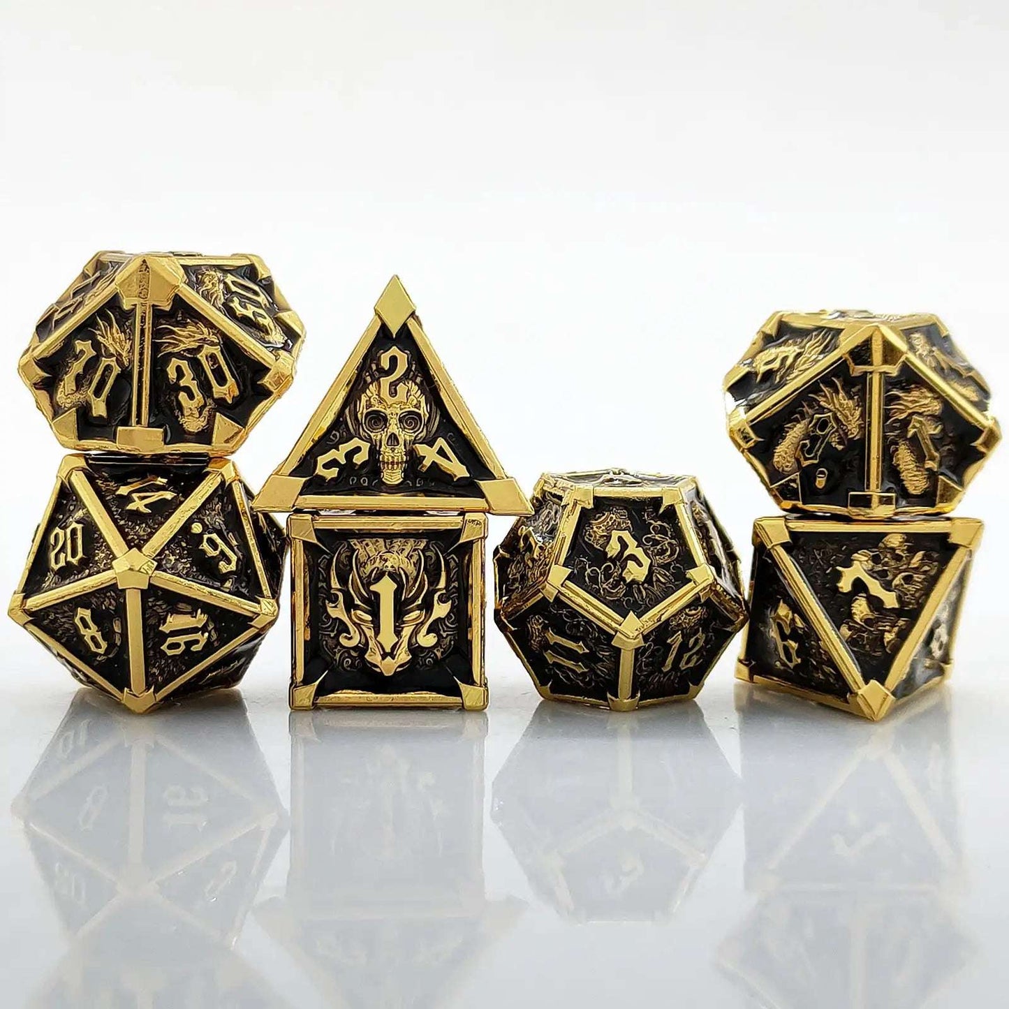 Gothic Mysticism - Star Horn Metal DND Dice Set - Dragon Head, Skull, Octopus | Bear Dice