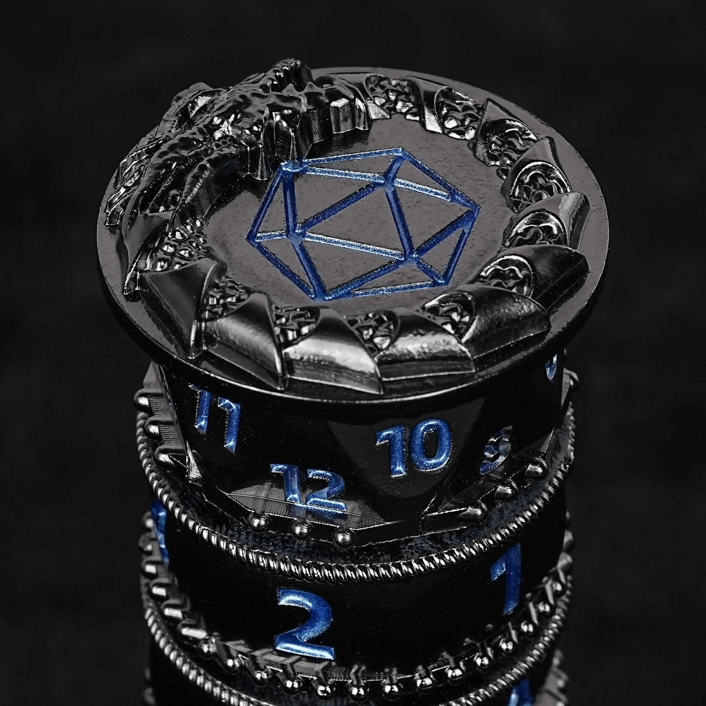 Dice Roulette Game 7-in-1 Rotating Metal Dice Tower + Blue Font | Bear Dice