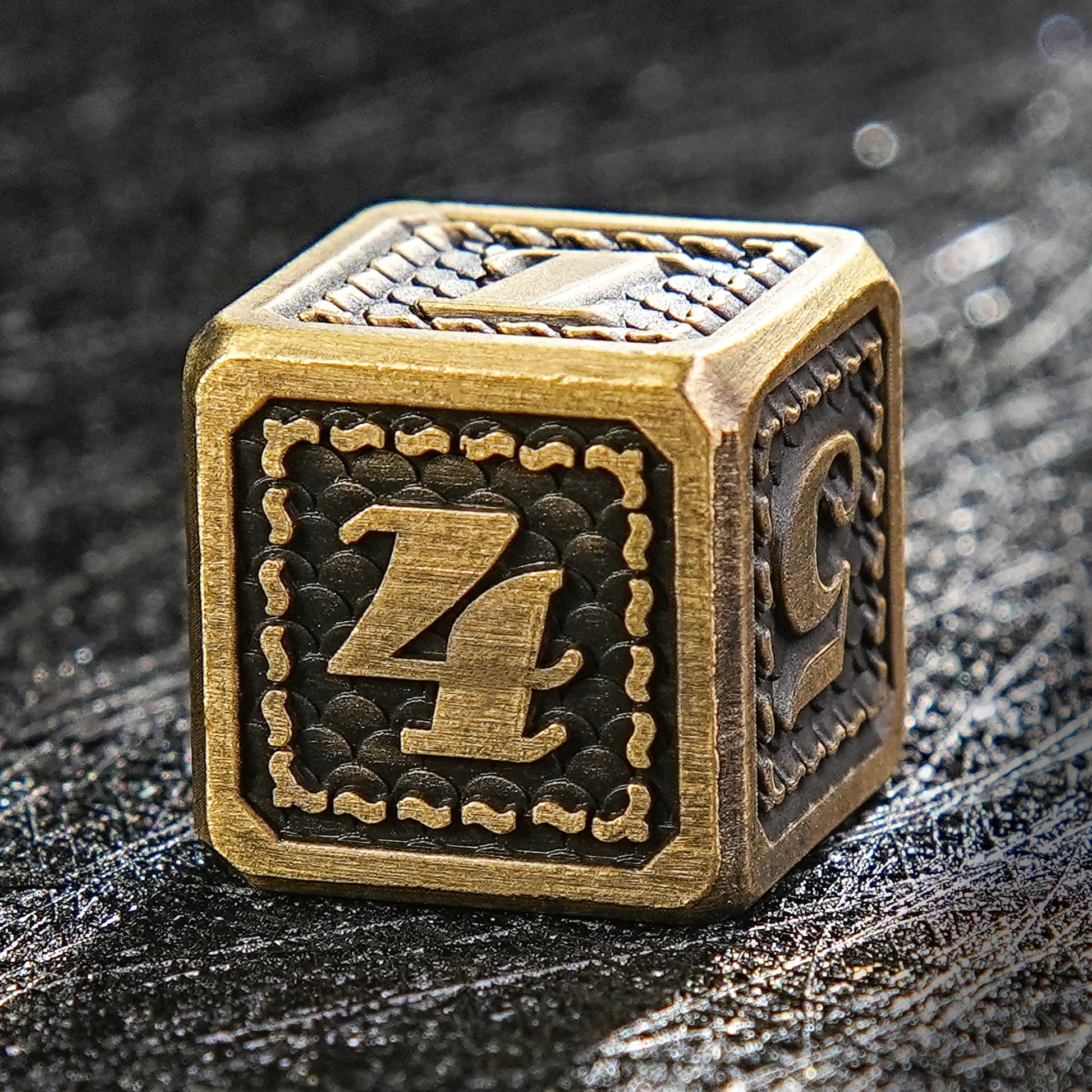 Egyptian Pharaoh - Bronze Rune Metal DND D6 Dice | Bear Dice