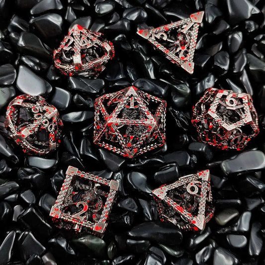 Hollow Metal DND Octopus Monster Dice Set Bloodstain | Bear Dice