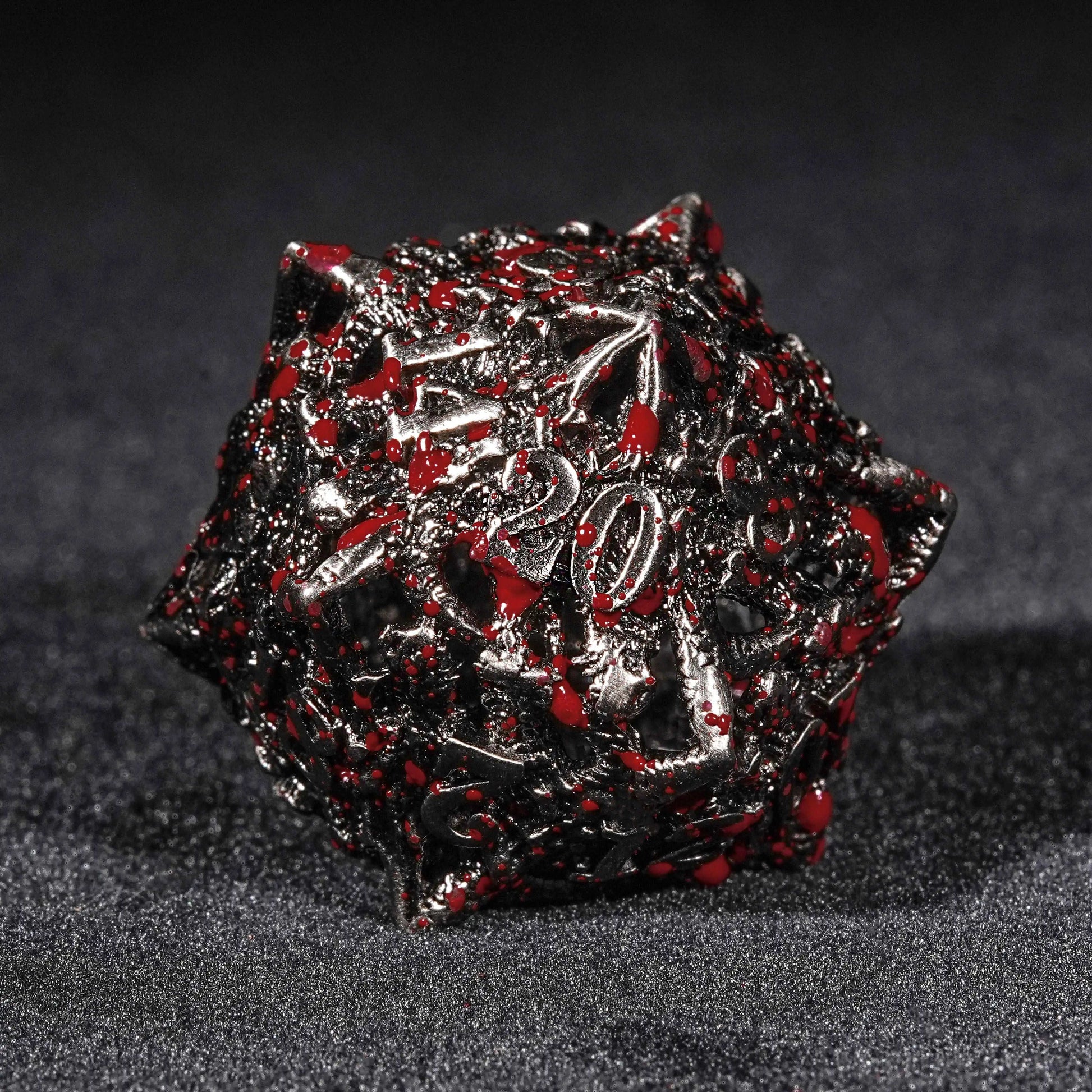 Dark Dragon - Bloodstained Skeleton Metal DND 20 Sided Dice | Bear Dice
